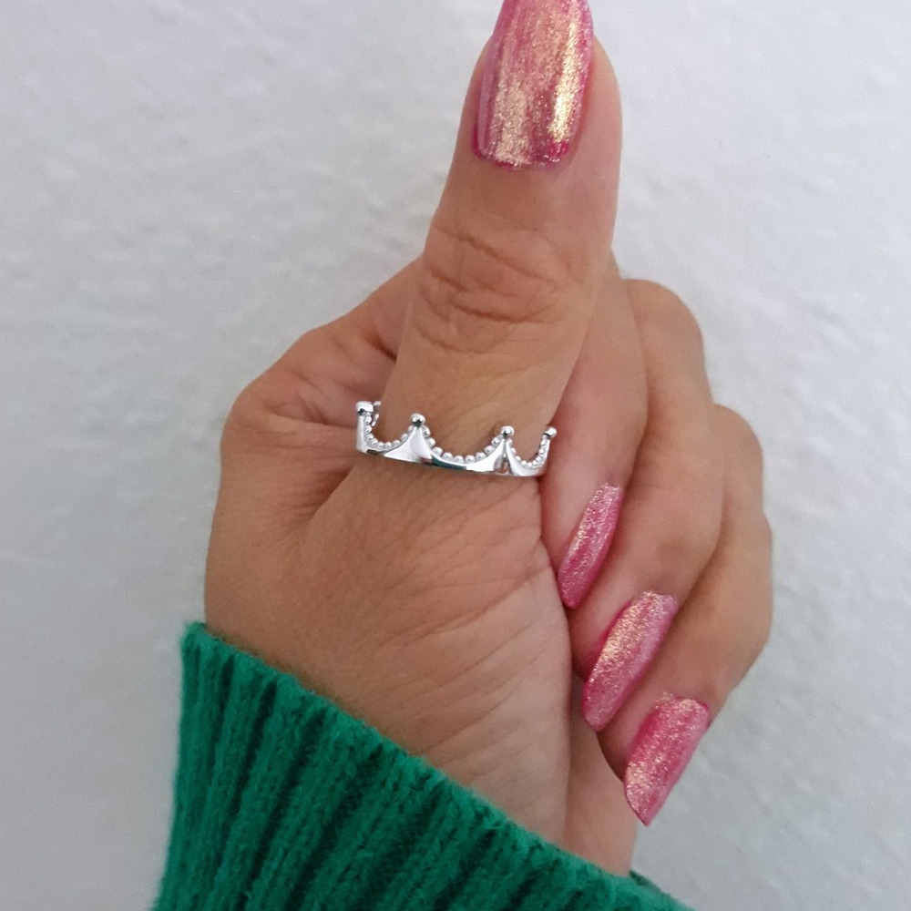 925 Sterling Silver Crown Ring - Picture 2 of 5
